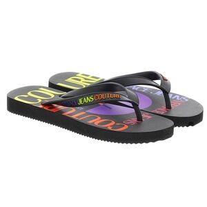 Versace Jeans Couture Women's Black Signature Sole Fashion Flip Flops NWT - 7.5